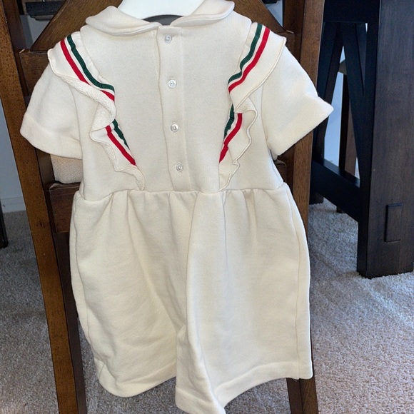 Authentic Gucci Dress Bow Tie Gucci Print 18-24Months Vintage, original dust bag - Picture 2 of 11